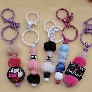 Colorful Focal Beaded Keychain